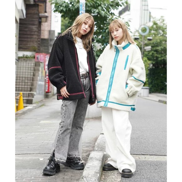 NWT X Girl Japan Outdoor Boa Fleece retro 90s oversized sherpa jacket - Picture 2 of 8